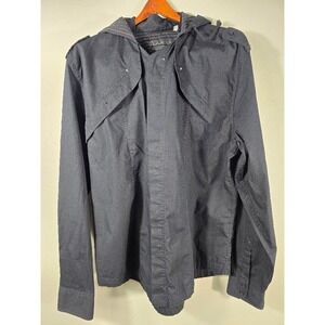Guess Mens XXL Jacket Black Hooded‎ Utility Military Style Full Zip Up 2X